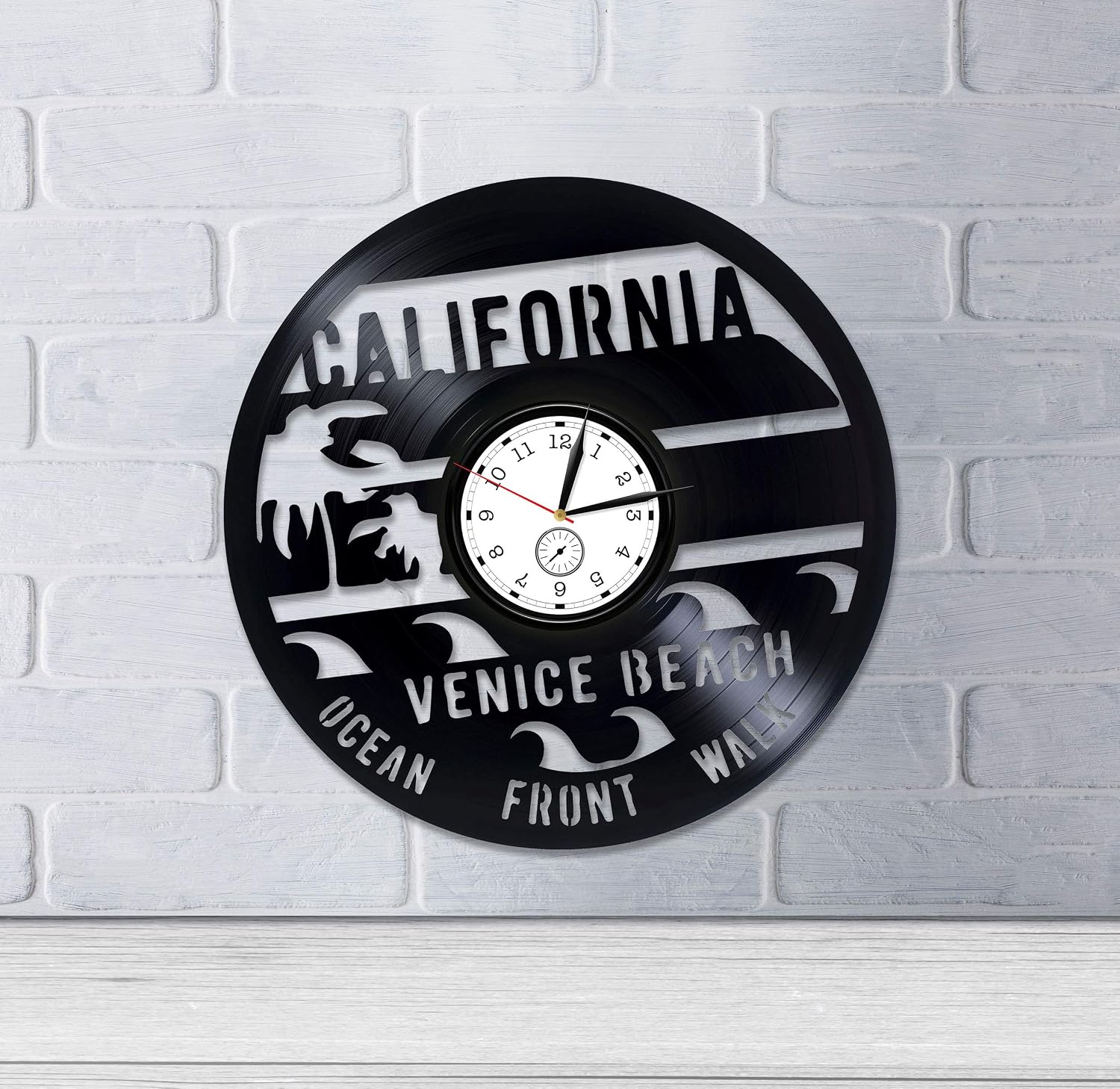 California Wall Clock Venice Beach Vinyl Clock Los Angeles Xmas Gift USA Vinyl Wall Clock California Vinyl Record Wall Clock Venice Beach California USA Clock California Clock 12 inch