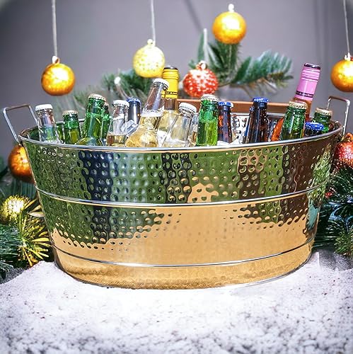 Miniatura 5 de BREKX Aspen - Bañera personalizada de metal para fiestas de acero inoxidable para hielo y bebidas, enfriador de bebidas para bodas, aniversarios,