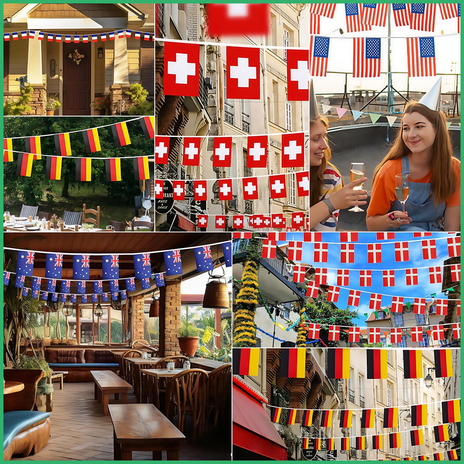 10m Guirnalda Bandera de Portugal,30 Doble Cara Pequeña Personalizada Banderas,para Decoración Patio,Balcón,Jardin,Barra,para Juegos de Fútbol,Eventos Deportivos,Día Nacional,Fiesta de Portugal