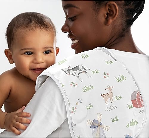 Miniatura 2 de Sweet Jojo Designs Paños absorbentes para eructos de animales de granja para bebé, recién nacido, gris, rojo, blanco y negro, verde, acuarela,