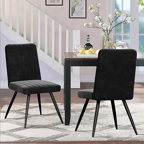 Miniatura 7 de Alunaune Juego de 4 sillas de comedor modernas de terciopelo, sillas de comedor tapizadas para cocina, sillas de ocio sin brazos de mediados de