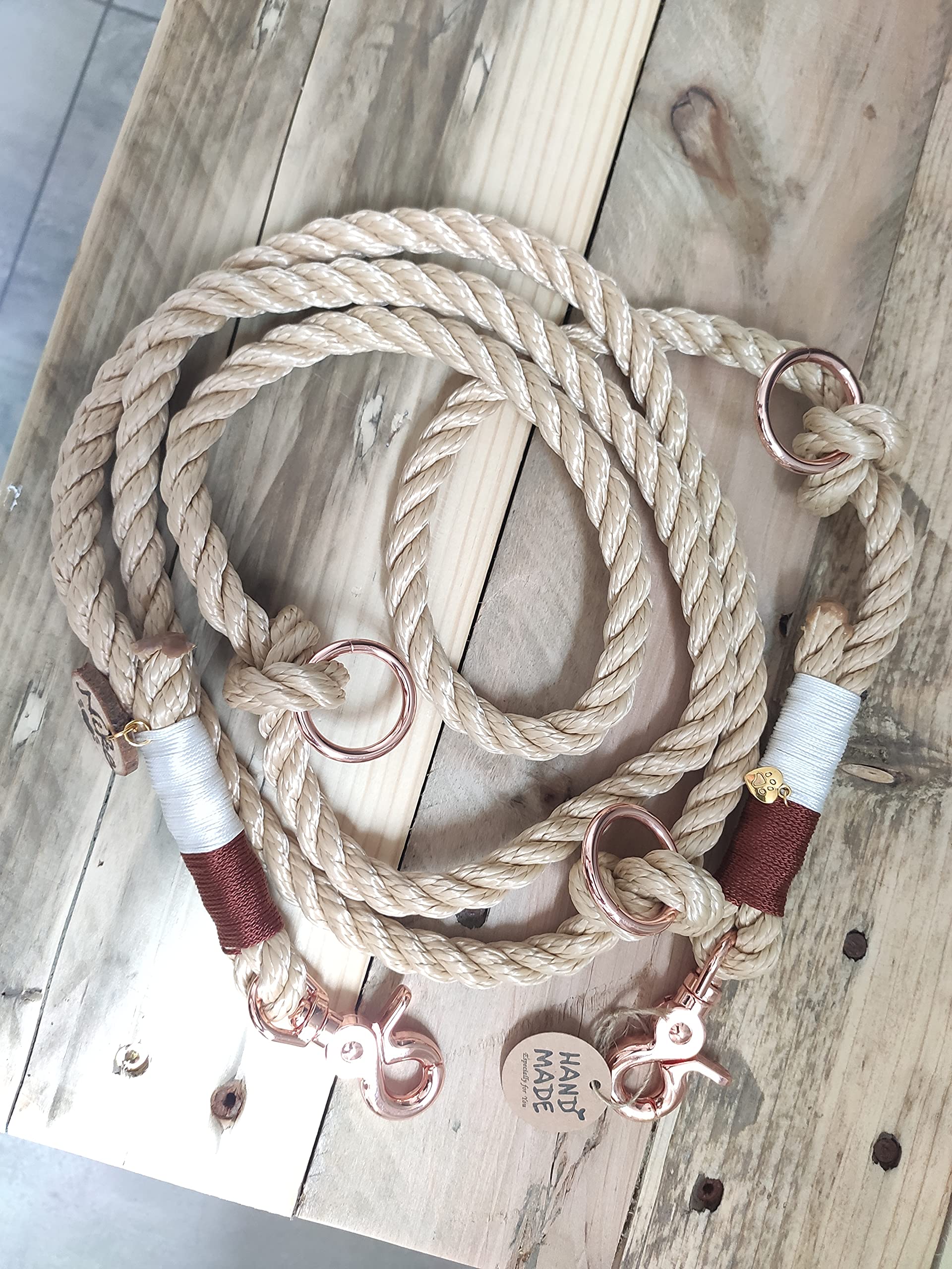 Tau - Correas para Perros, Juego en Color Beige y Rojo Oxidado