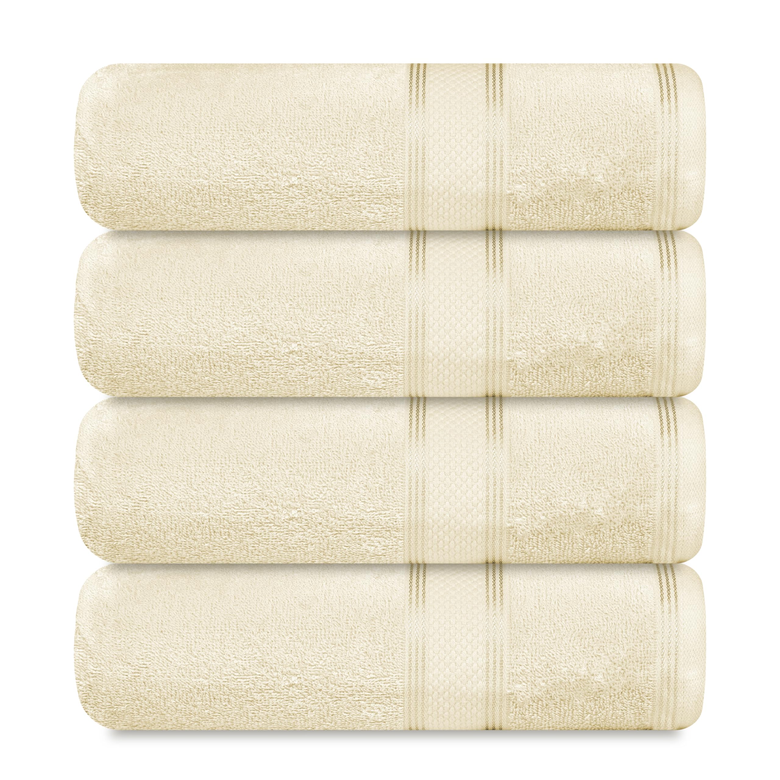 Casa Lino Linen Brown Bath Towels Set of 4 (54" x 27") - Large Bathroom Towel Set - 100% Cotton Towels for Bathroom - Highly Absorbent & Quick Dry