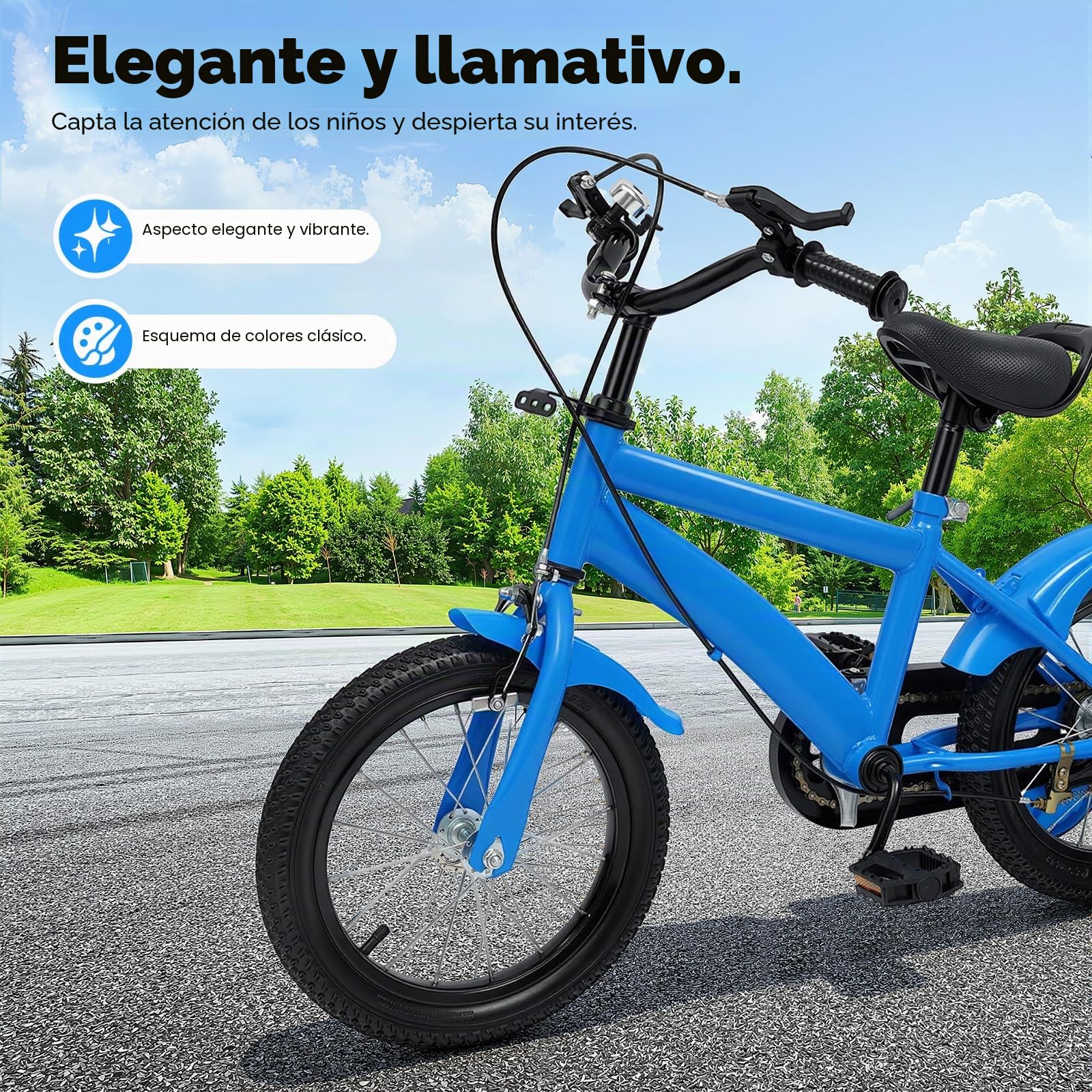 Bicicleta infantil de 14 pulgadas para niños y niñas, aleación de acero al carbono, con ruedas estabilizadoras para ajustar la altura, bicicleta para niños a partir de 3-6 años, vehículos de