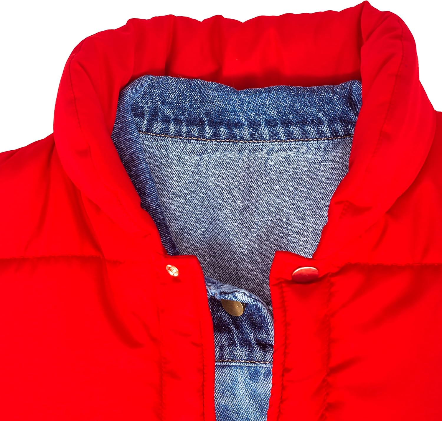 Adult Unisex Marty McFly Denim Shirt Red Puffy Vest Halloween Cosplay Costume - Image 3