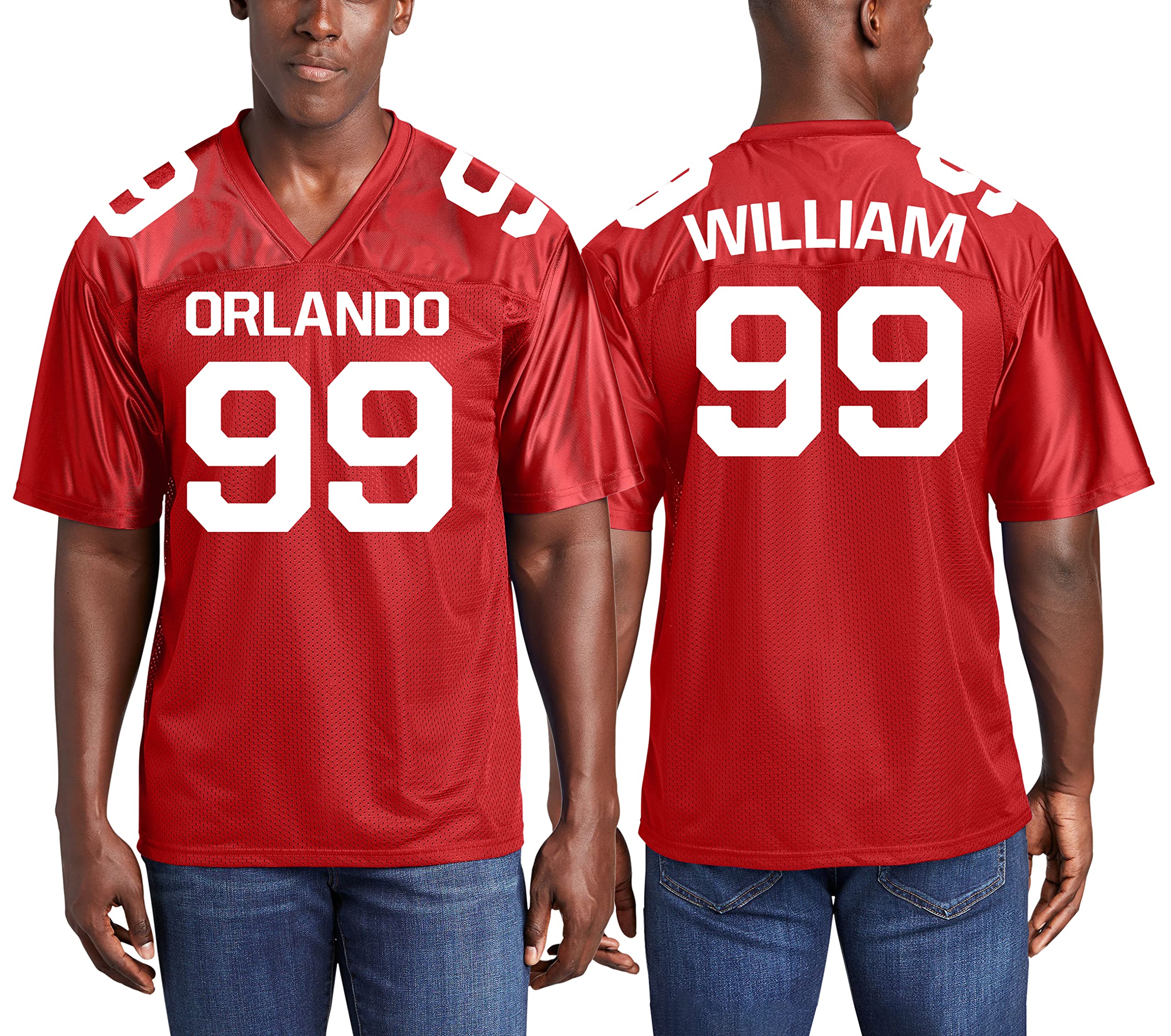 Custom Replica Football Jerseys for Men Front-Back and Shoulder Add Your Team Name Number Jersey (True Red)