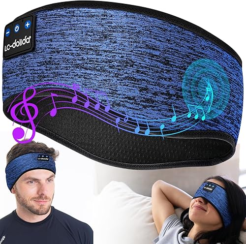 LC-dolida Auriculares para dormir con diadema Bluetooth 5.4, auriculares deportivos inalámbricos con altavoz micrófono USB C para mujeres, regalo