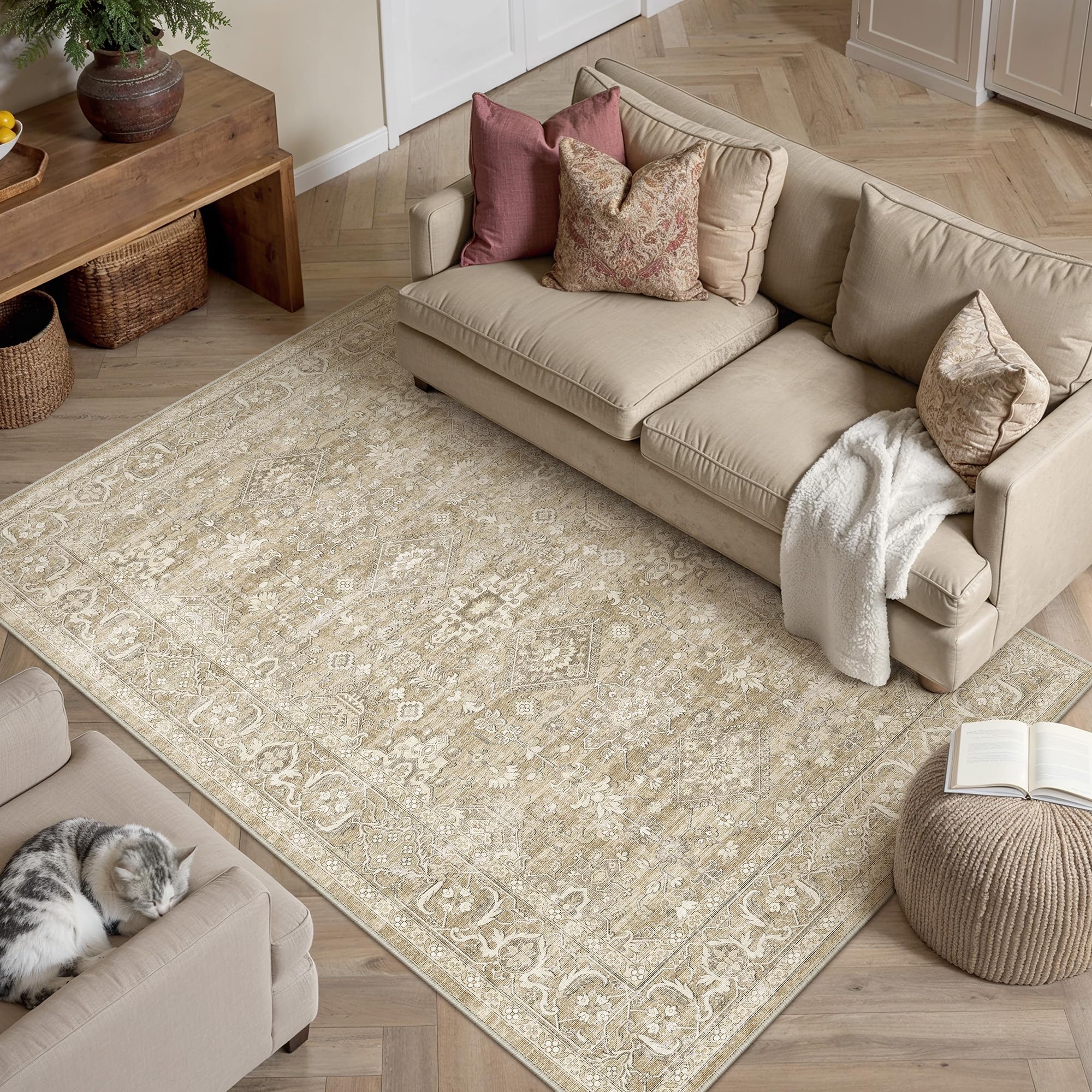 PureCozy Vintage Teppich Waschbarer Carpet Weich