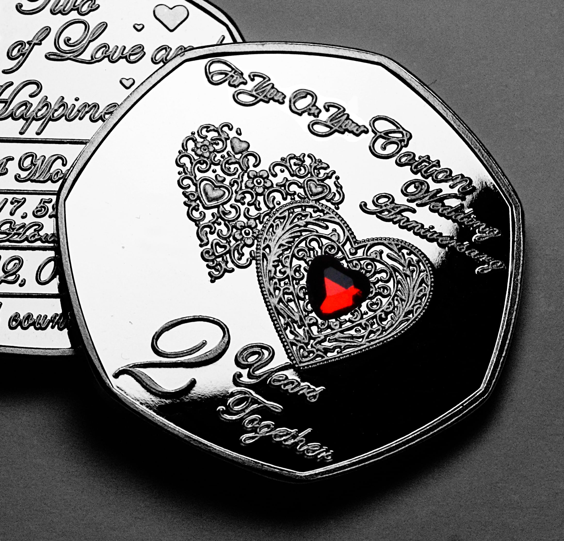 The Commemorative Coin Company Silver For You On Your Second 'Cotton' Wedding Anniversary Commemorative. Red Gem. Gift/Present. 2 Years Gift For Couples/Partner/Husband/Wife 2Nd Anniversary