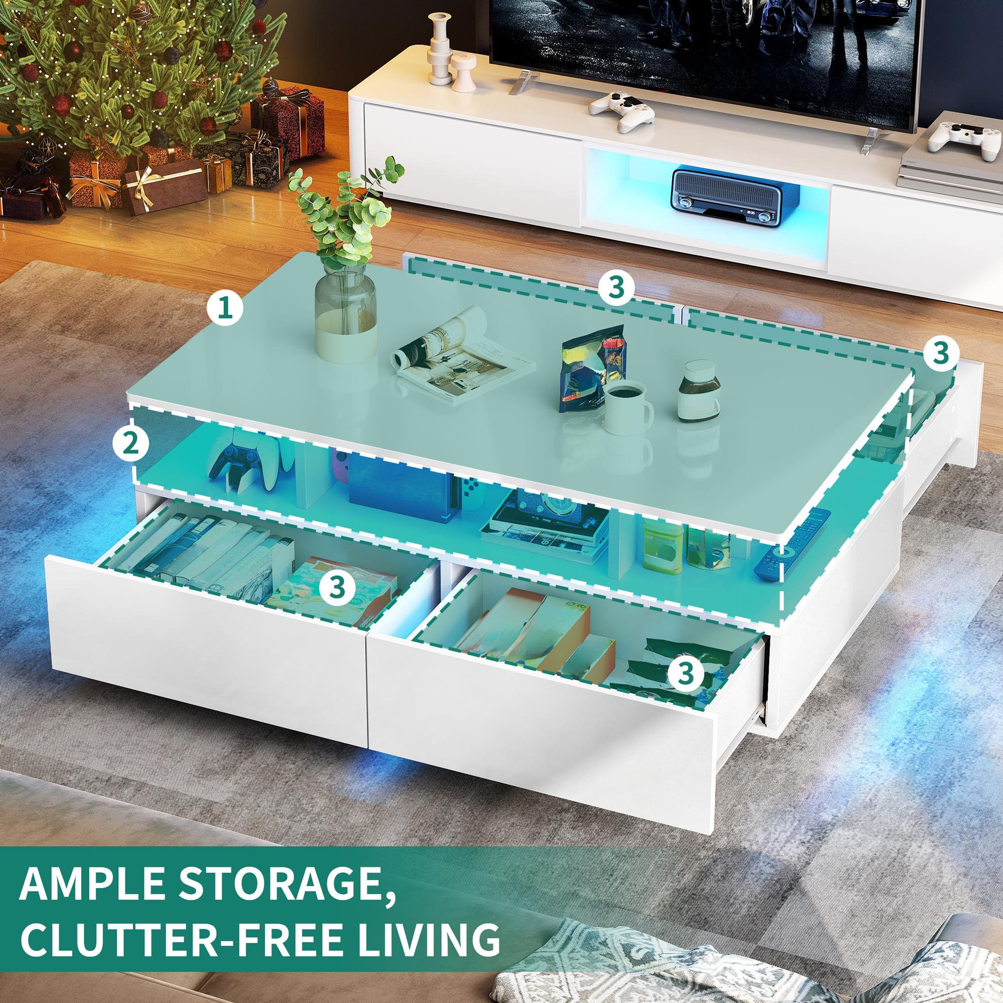 Yitahome Couchtisch Weiß – Bild 2