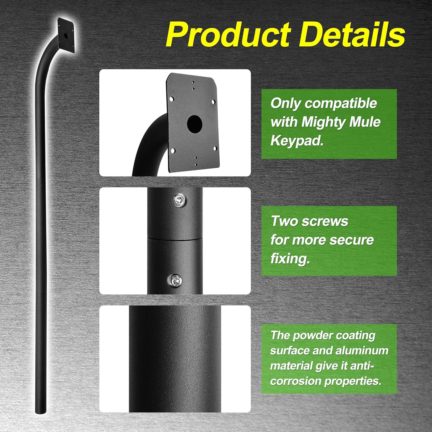 FM100 Keypad Mounting Post，Compatible with Mighty Mule Digital Keypad FM137 or FM136 -Black