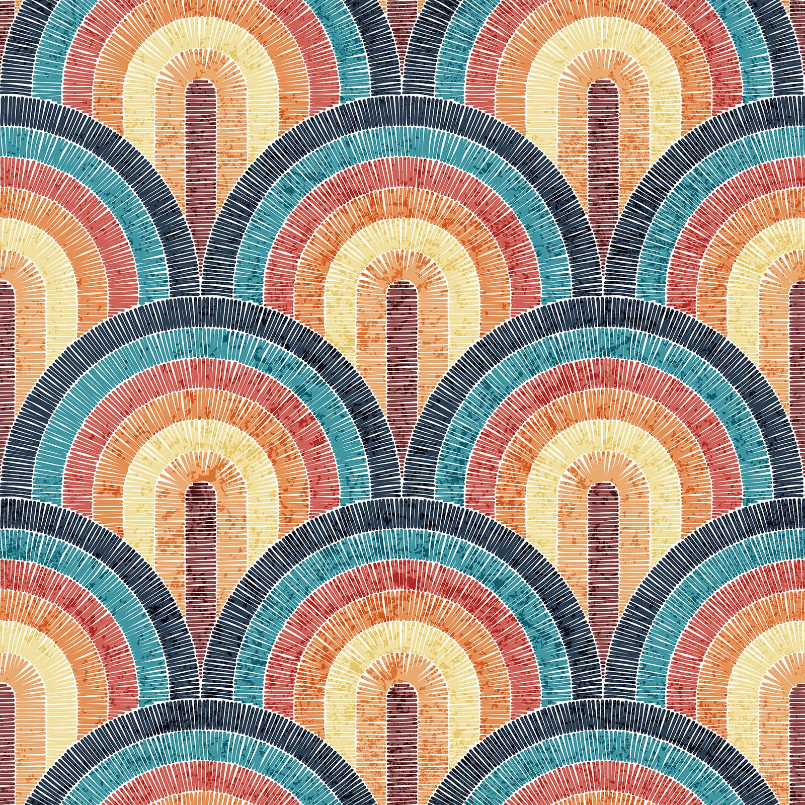 Livelynine Bohemian Style Stick on Wallpaper for Bedroom Bathroom Geometric Mid Century Wallpaper Peel and Stick 44.5CMx7M Art Deco Patterned Contact Paper for Furniture Cabinets Orange Red Blue