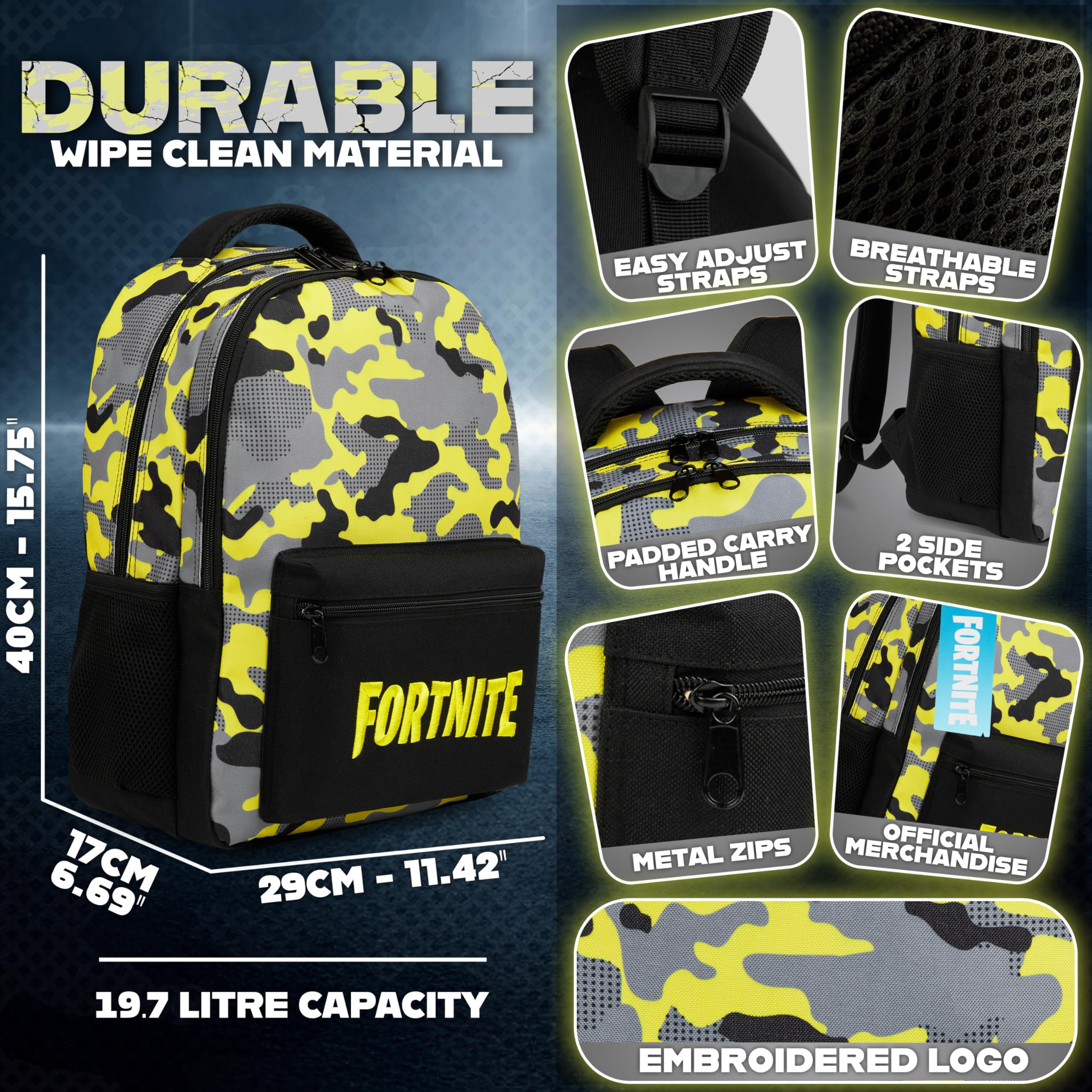 Fortnite Mochilas Infantil Bolsa Mochila Escolar Niño y Adolescente Mochila para Viaje Deporte con Cintas Ajustables Regalos para Gamers