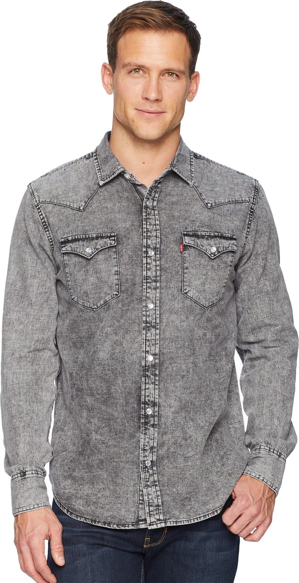 Levi's Standard Barstow Western Shirt Hunk Grey/Light Grey MD