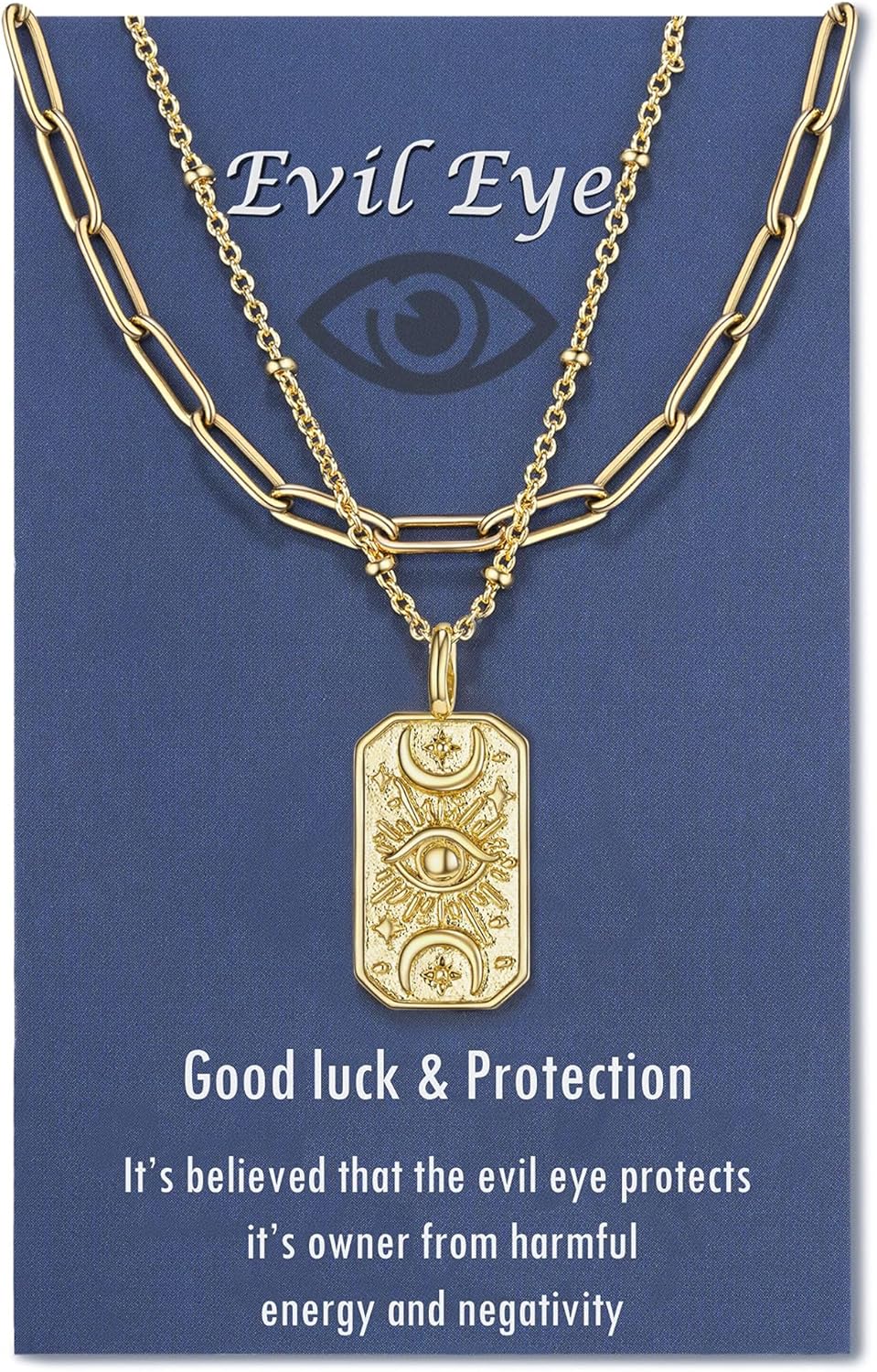 Tarsus Evil Eye Necklace Gold Mal De Ojo Amulet Nazar Third Eye Necklace Protection Jewelry Gifts for Women