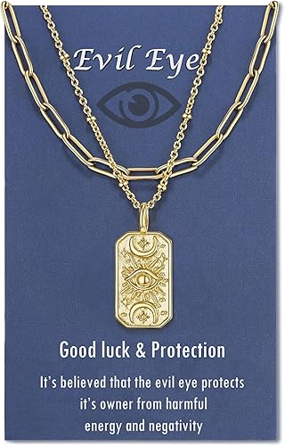 Tarsus Collar de mal de ojo dorado con amuleto de Mal De Ojo Nazar de tercer ojo, joyería de protección, regalos para mujeres y niñas, Metal,