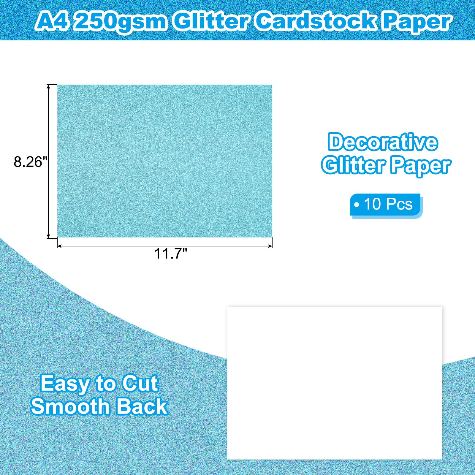 PATIKIL 10 Sheets Light Blue Glitter Cardstock Paper - Image 2