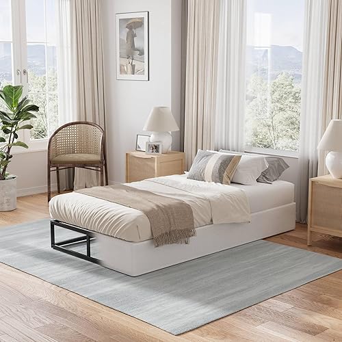 Base de colchón Twin Box Spring de 9 pulgadas de alto perfil con marco de metal, silenciosa, sin ruido, fácil montaje, capacidad máxima de peso de