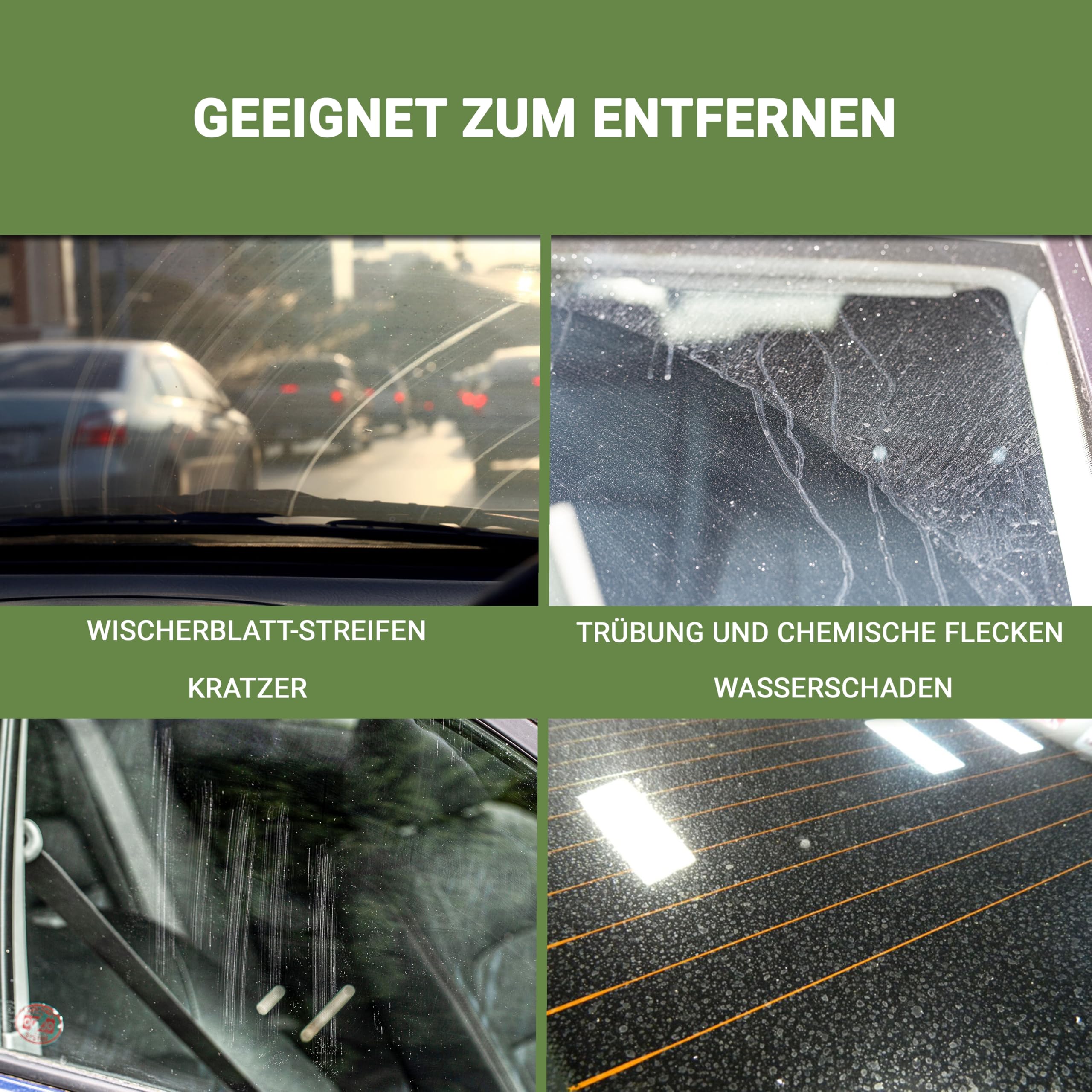 GLASS POLISH DIY 75mm Windschutzscheiben-Kratzentfernungskit für alle Autoscheiben – Entfernt tiefe Kratzer, Scheibenwischer-Schäden & Trübung – Stellt klare Sicht wieder her