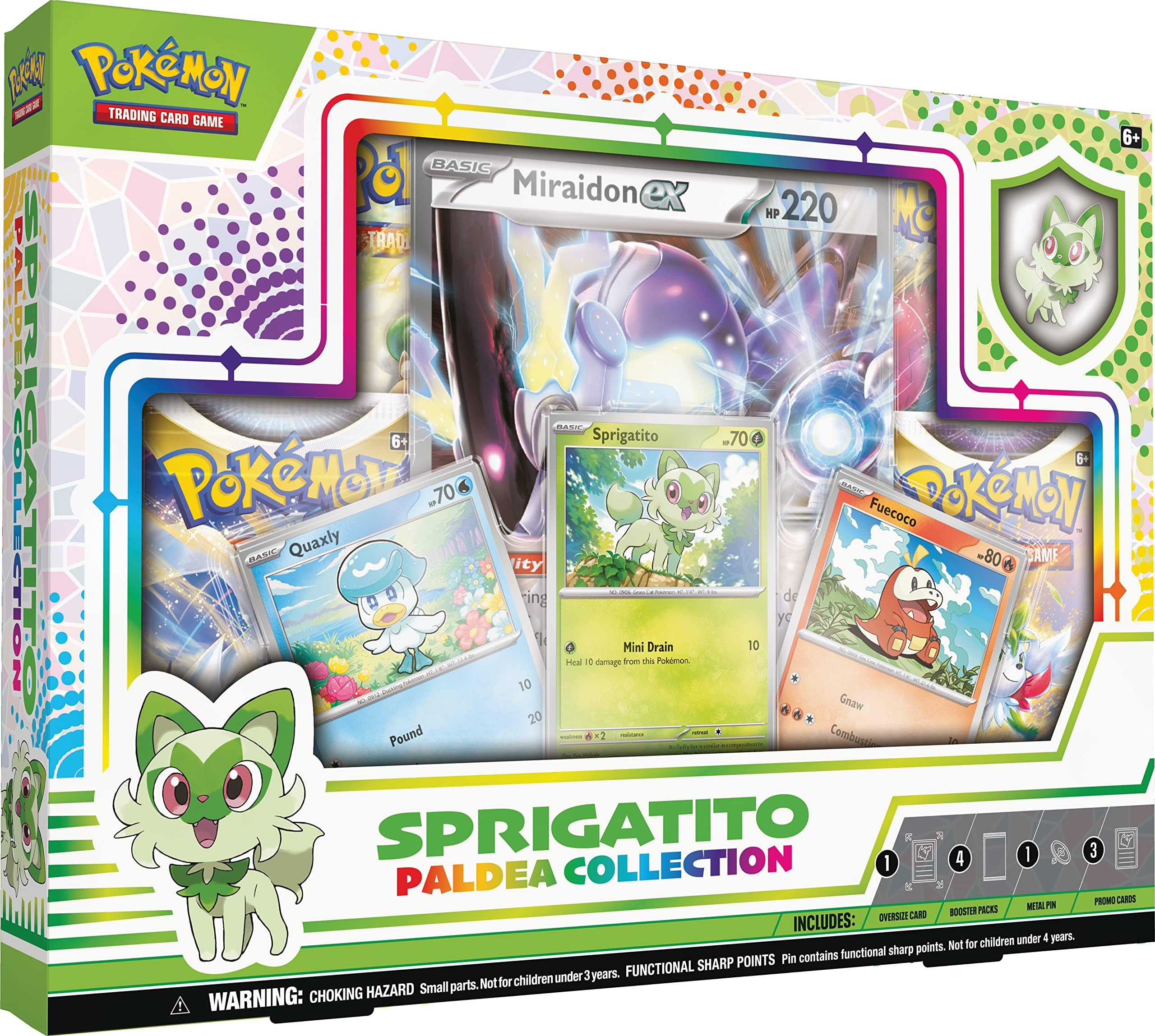 Pokémon TCG: Paldea Collection – Sprigatito (3 Foil Promo Cards, 1 Foil Oversize Card & 4 Booster Packs)
