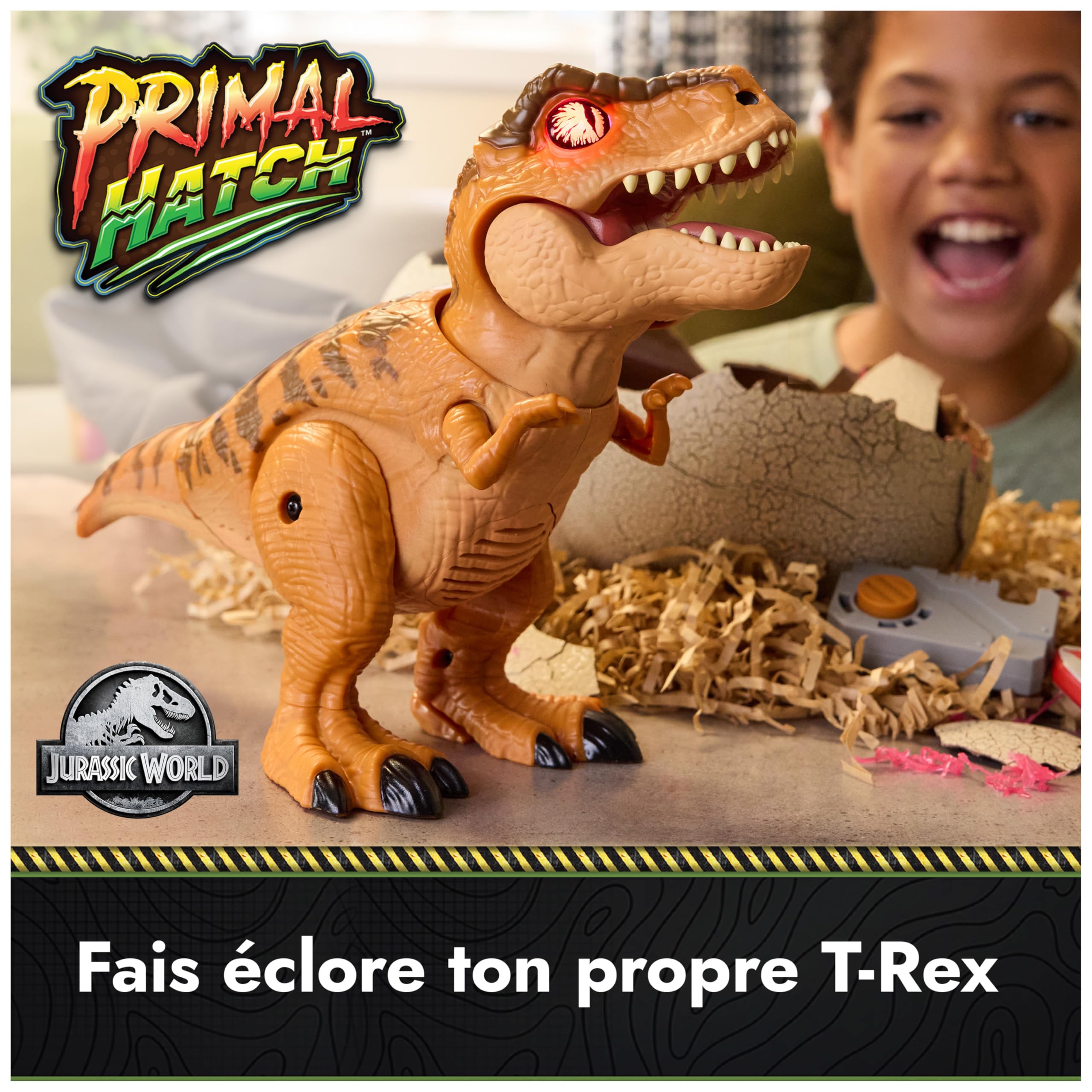Primal Hatch Jurassic World Dino Eclosion Secrète - Oeuf Dinosaure à Faire Éclore - Jouet Enfant 5 Ans+ - 2 Accessoires - 100 Sons & Réactions