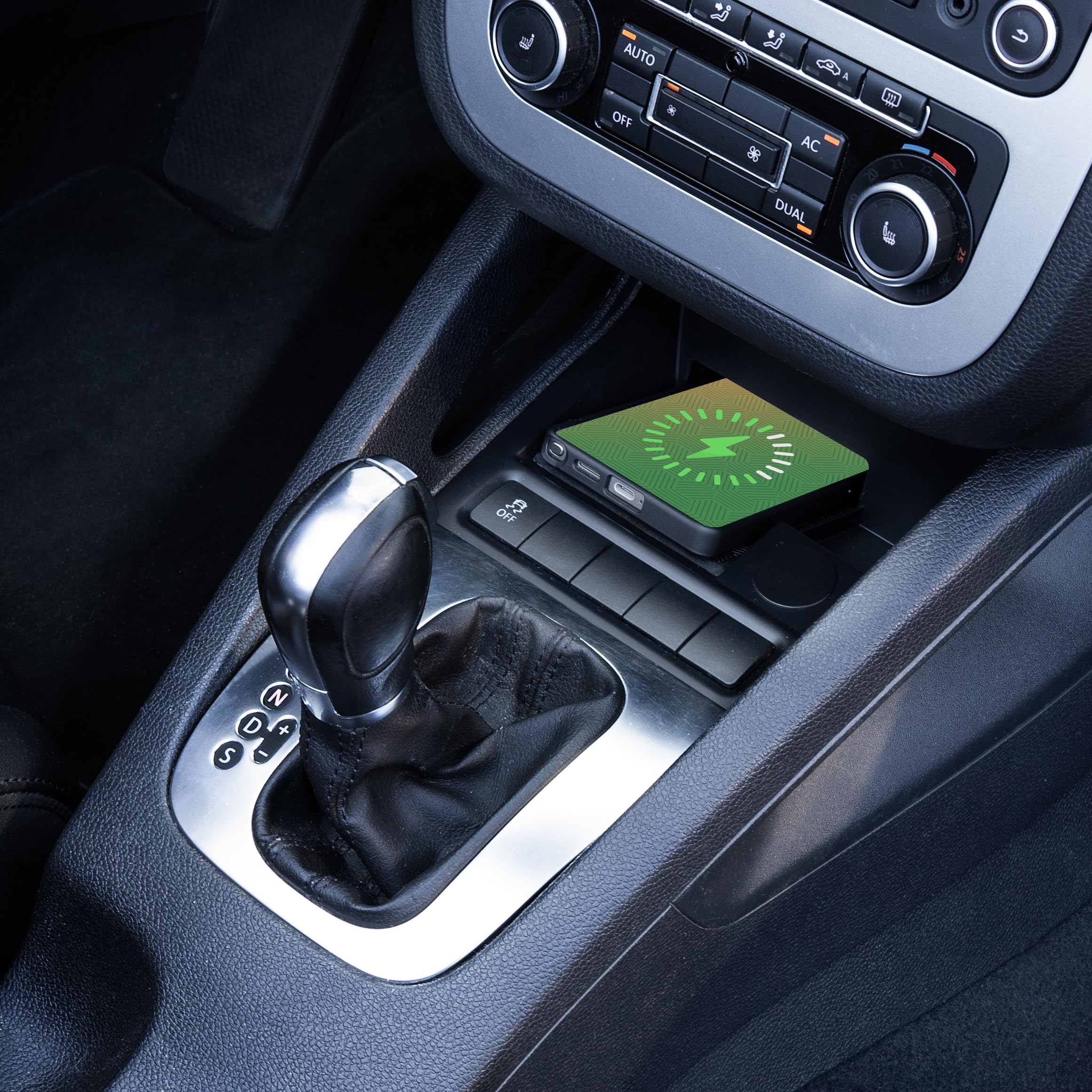 INBAY 15W Handyhalterung Auto Ablagefach Induktiv/Kabellos passend für VW Golf V/VI, EOS, Jetta & Scirocco - Autohalterung Zubehör Innenraum - Qi