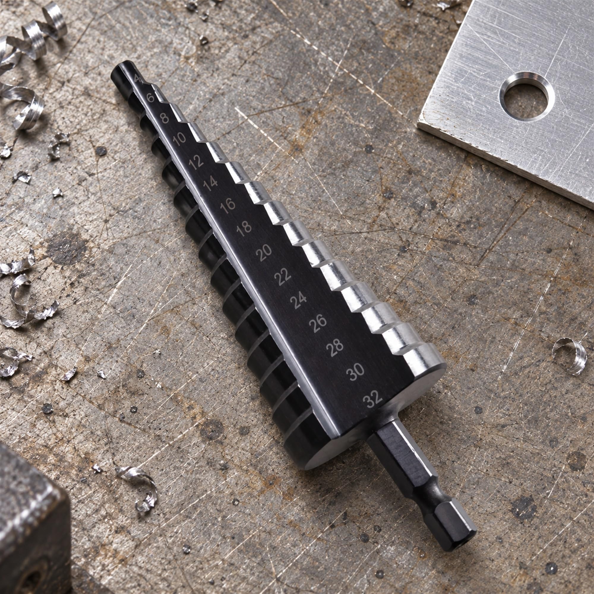 HSS Step Drill Bit, Stepped Hole Making Tool for Metalworking, Installation Projects and Repairs in Home Workshops