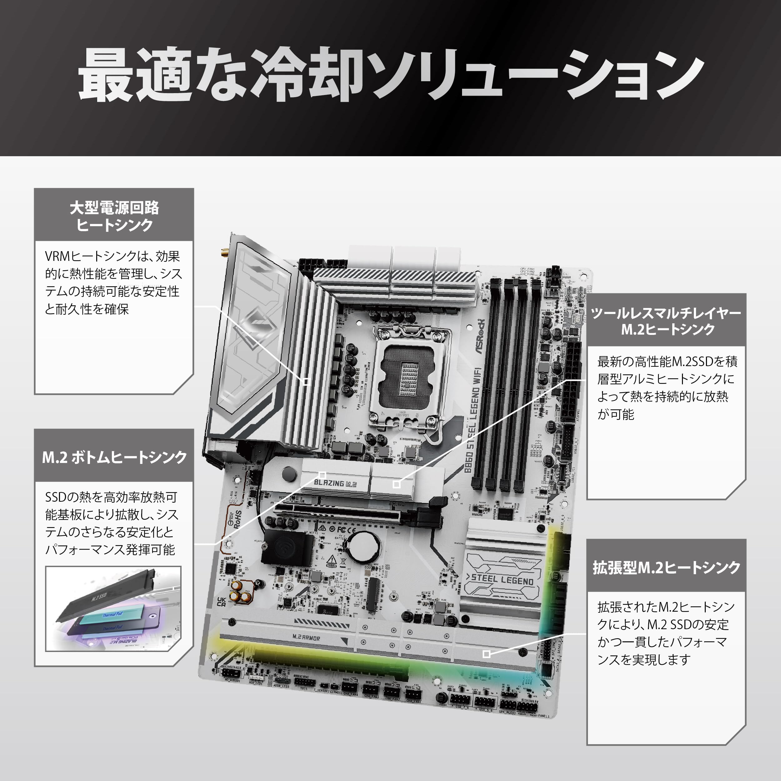 Amazon.co.jp: ASRock マザーボード B860 Steel Legend WiFi