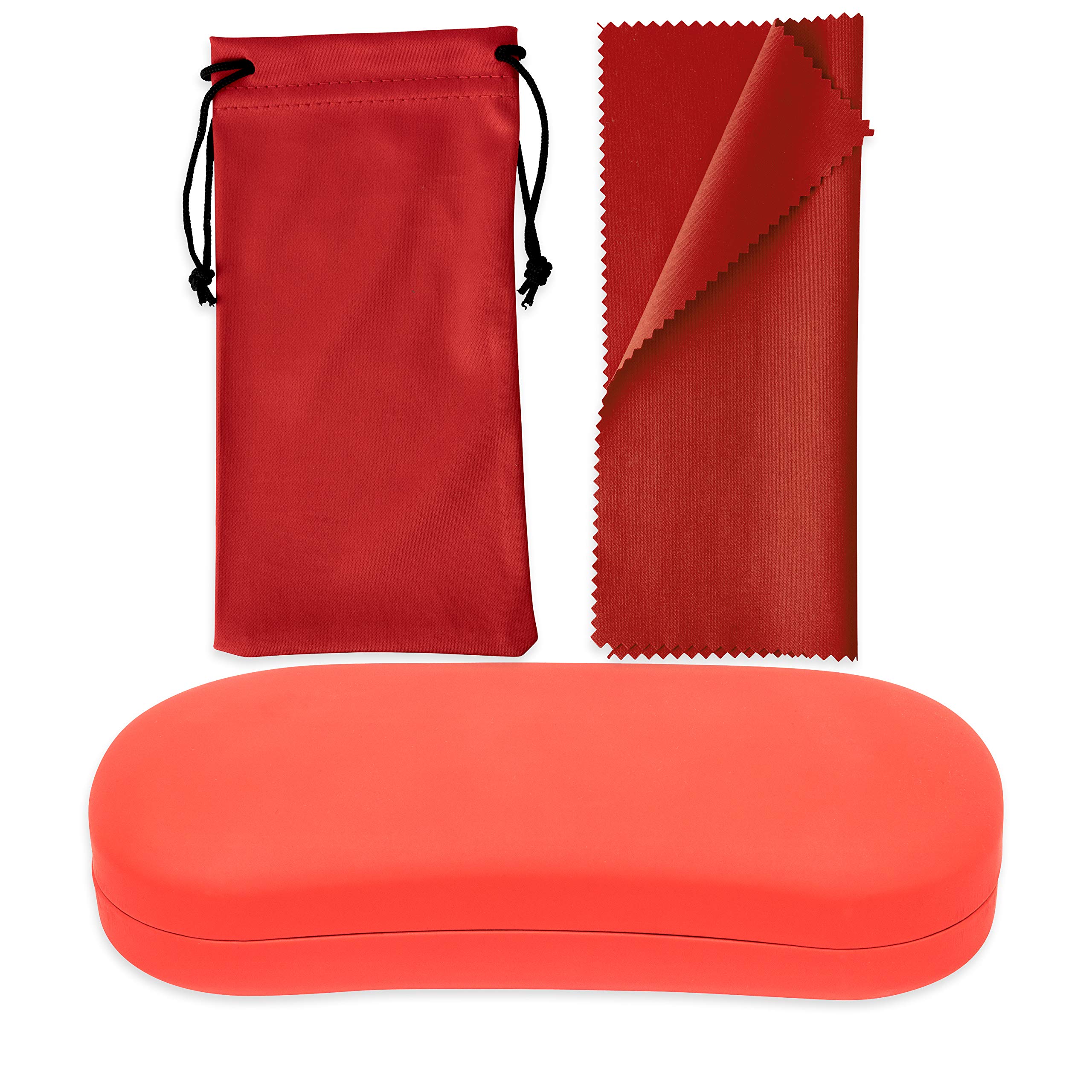 Noble Hard Shell Glasses Case - Protective Eyeglass Case for Glasses with Microfiber Cleaning Cloth and Pouch