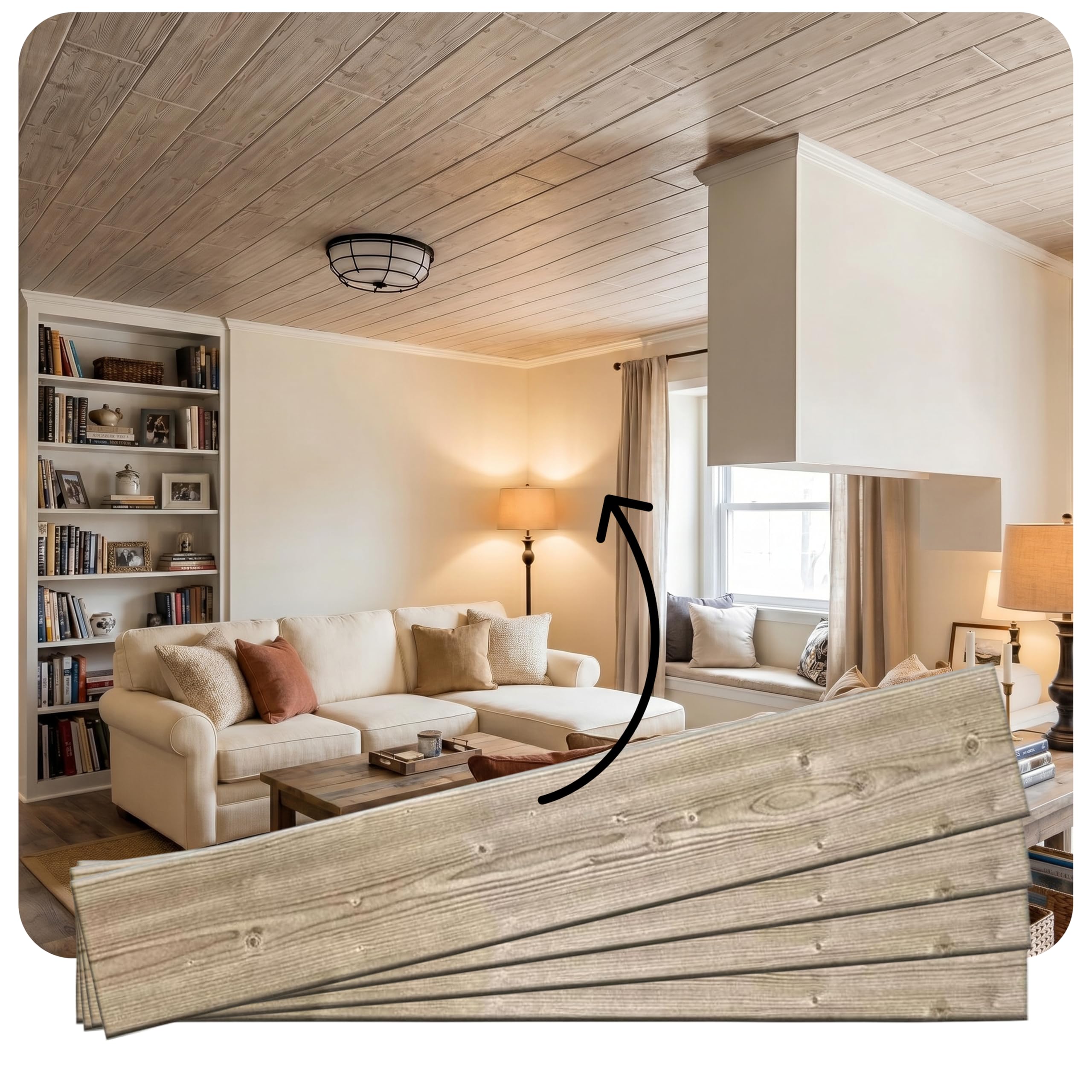 À LA MAISON Foam Wood Ceiling Planks Rustic Beige