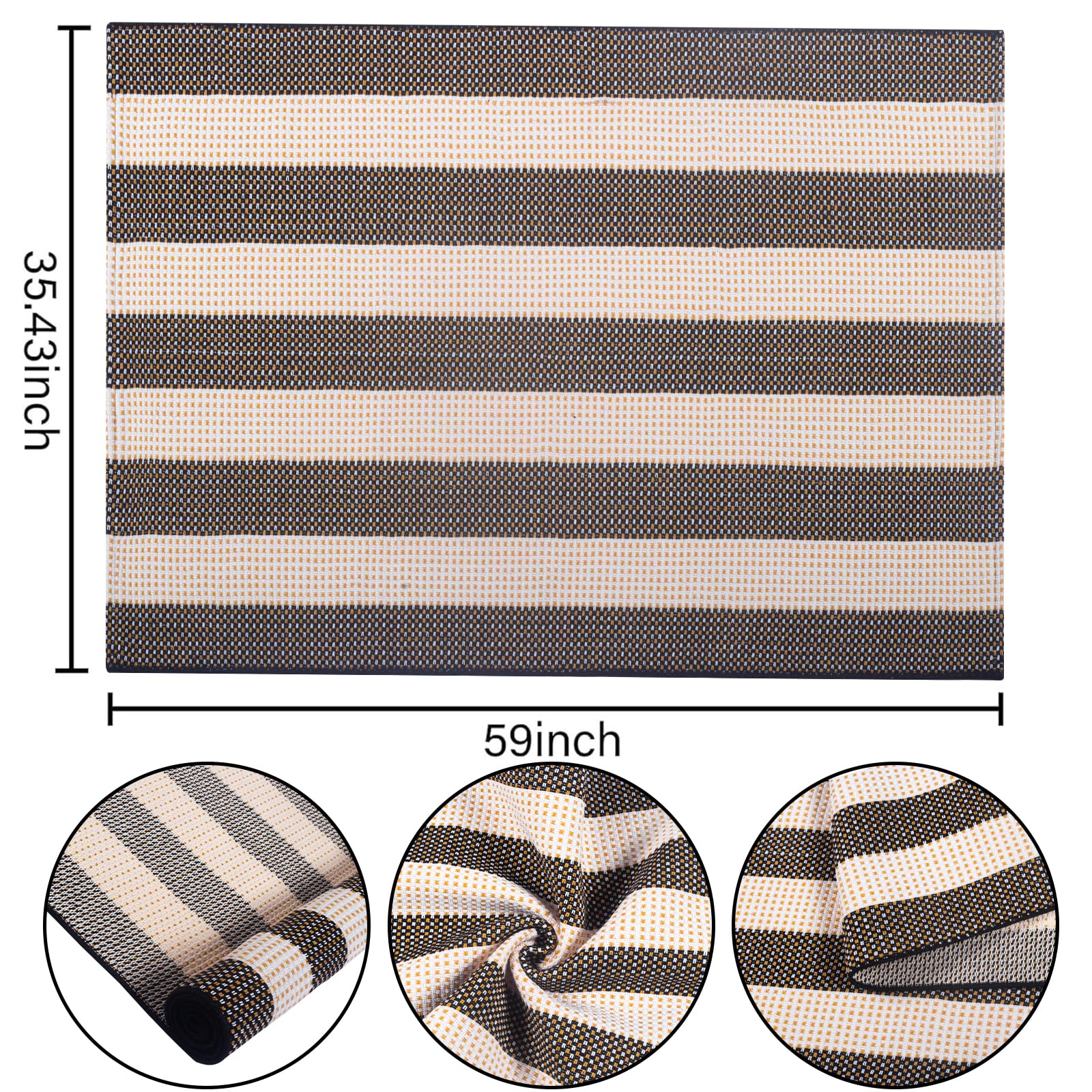 Tapis d'intérieur/extérieur Lavable à Rayures Noires et Blanches Generic