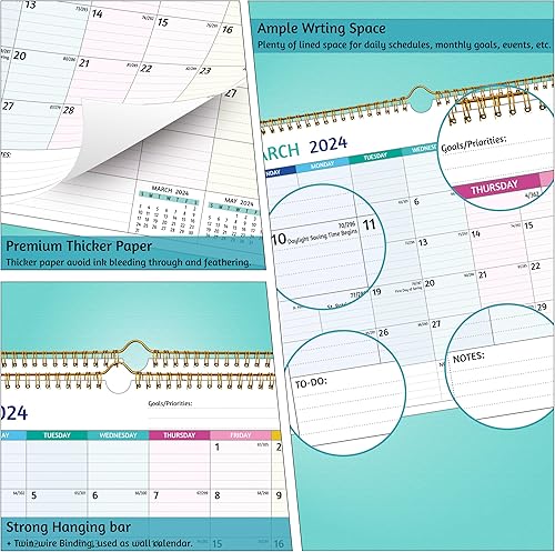 Miniatura 6 de Calendario de pared 2024-2025  marzo 2024  agosto 2025, calendario de 18 meses 2024-2025, 14.57 x 11.42 pulgadas, calendario 2024, calendario