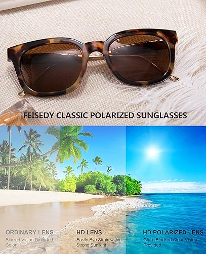 Miniatura 8 de FEISEDY Gafas de sol cuadradas polarizadas clásicas mujeres hombres UV400 lentes B2624