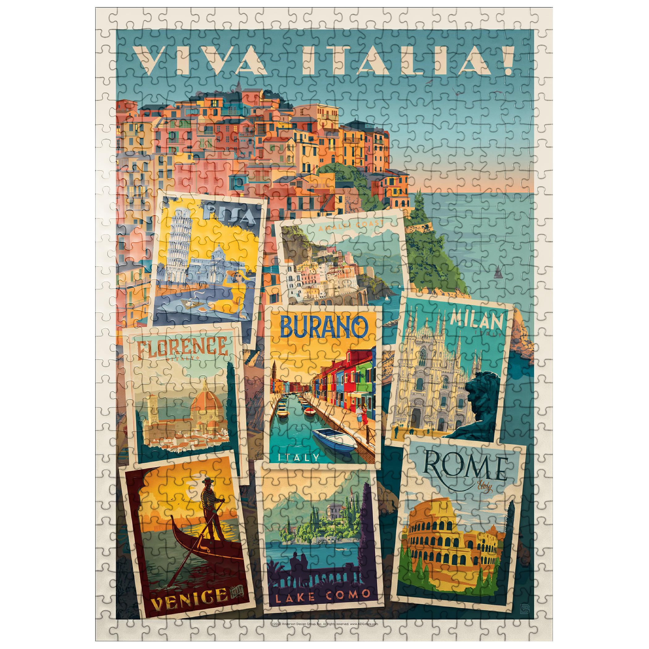 MyPuzzle Italy: Viva Italia! Collage, Vintage Poster - Premium 500 Piece Jigsaw Puzzle for Adults