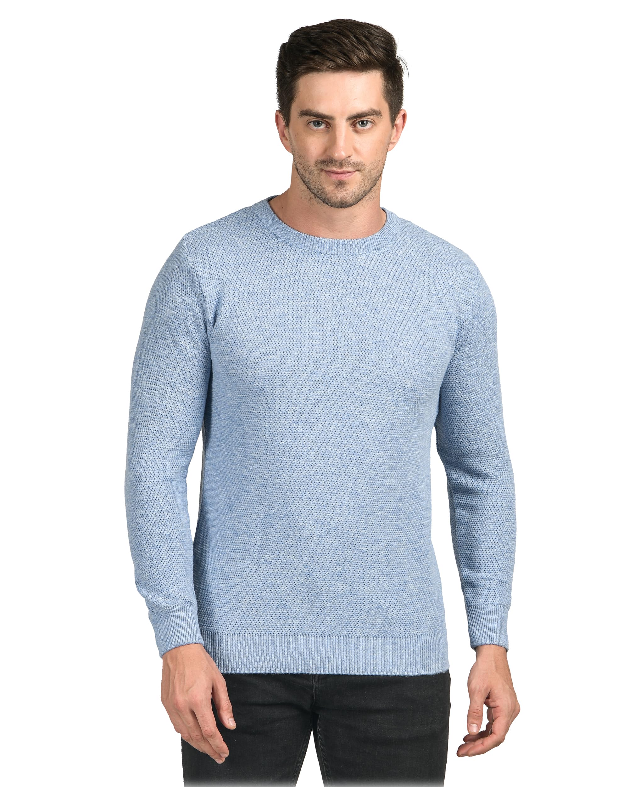 Men Woolen Round Neck Solid Plain Design Pullover Heavy Rainbow Fabric Winter Wear Pure Wool Cardigan for Men Fully Warm Pullover Free Sizes-image-25