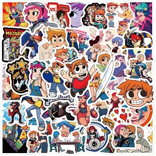 55PCS Scott Pilgrim Stickers, Water Bottle Stickers for Adults Waterproof, Vinyl Laptop Sticker Pack (Yellow)