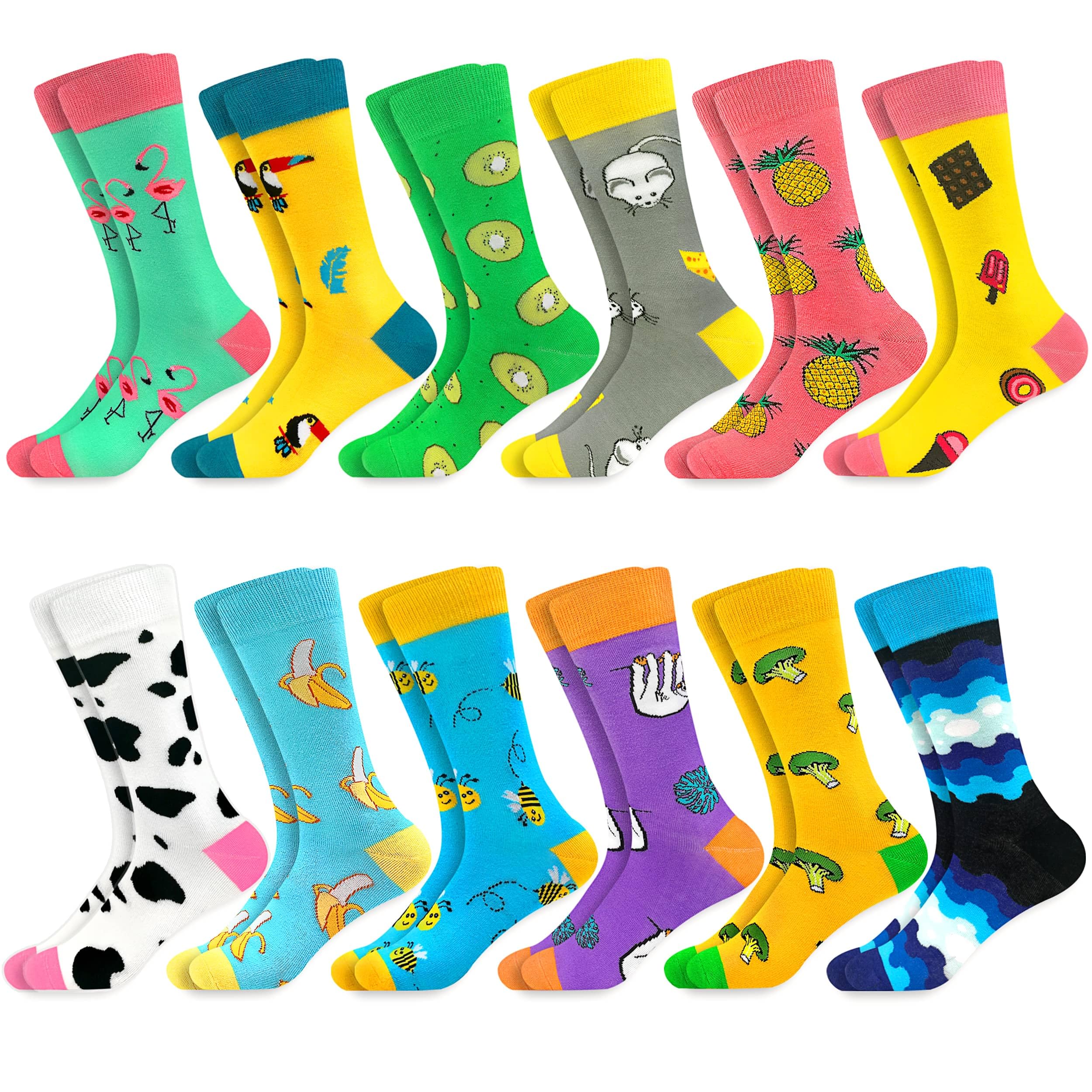 Kolorowe skarpety bawełniane śmieszny fantastyczny wzór Happy Sock Crew