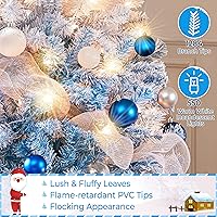 Vista 130 de Yaheetech Árbol de Navidad artificial preiluminado de 4.5 pies con luces blancas cálidas incandescentes, árbol de Navidad preiluminado completo
