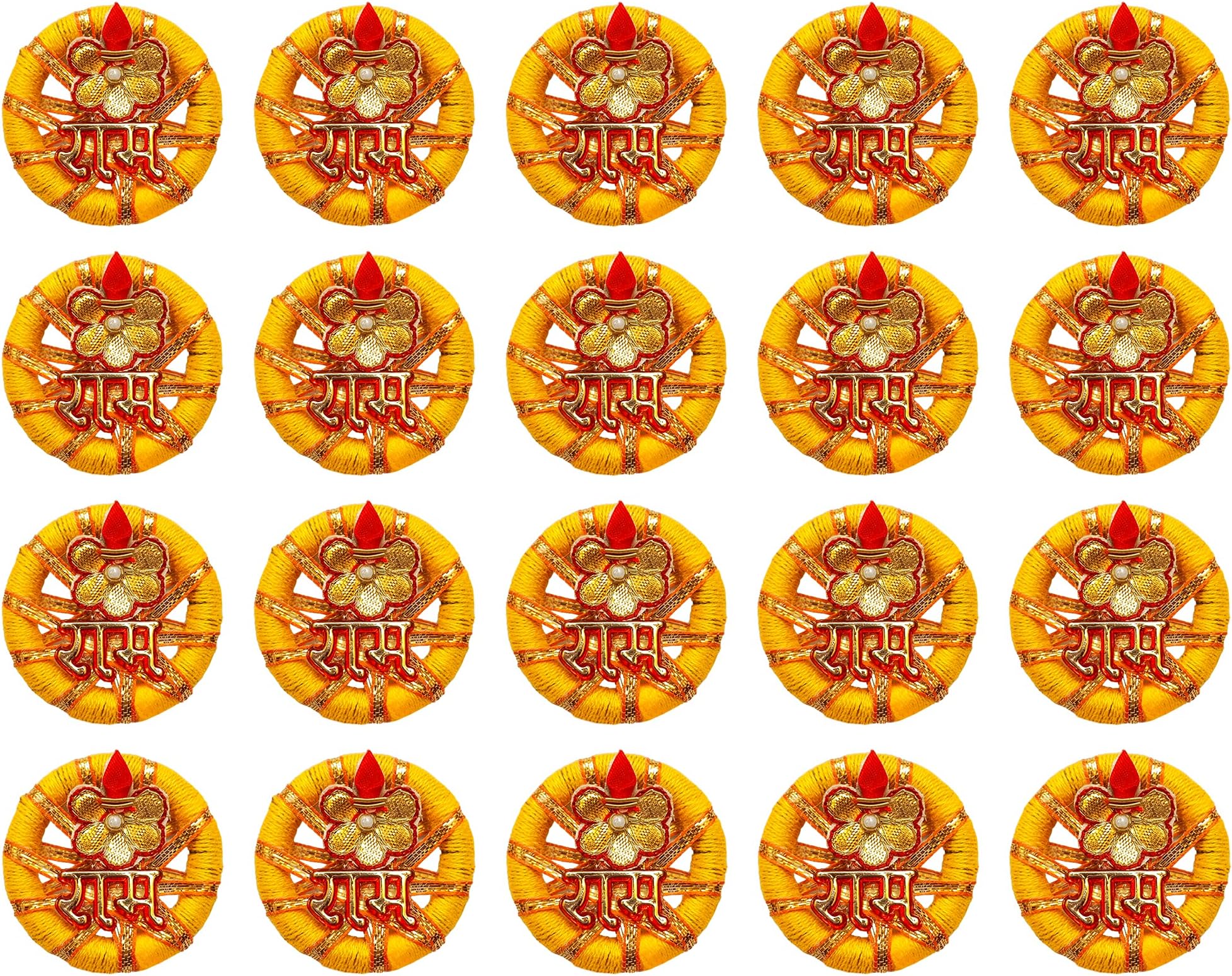 Ritwika's Ram - Ram Door Wall Hangers Set for Positivity, Luck and Prosperity | Satin & Plexiglass Work | for Home, Office Or Festival Decoration | Size 2 inch x 2 inch (Yellow-RAM-RAM-Set of - 10)