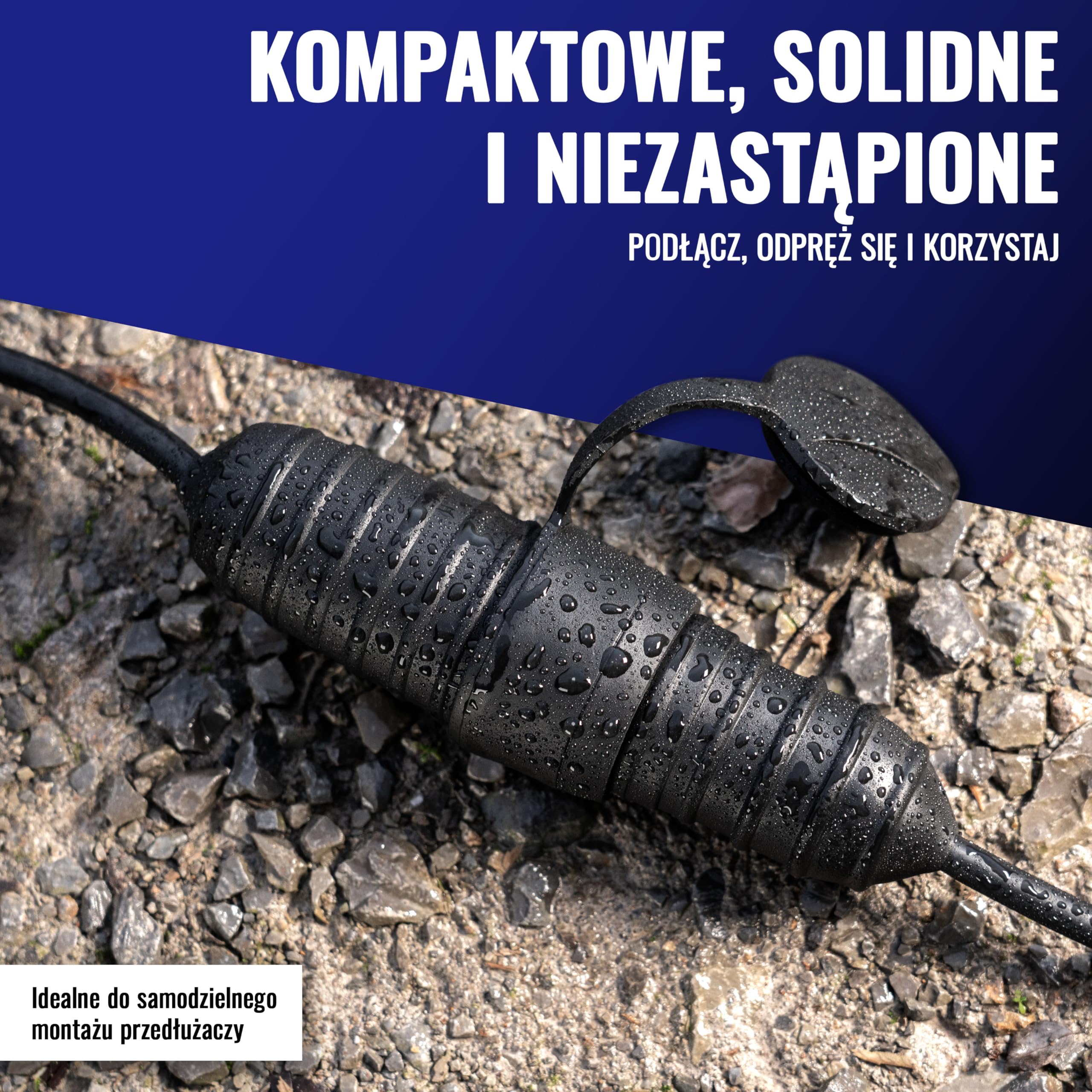 Poppstar 3x gumowe gniazdko z klapką ochronną, (2-biegunowe, 230V, 16A, IP44), wodoodporne, do użytku zewnętrznego, czarne