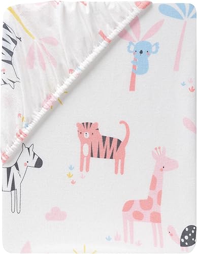 Miniatura 3 de Lambs & Ivy Snuggle Jungle - Sábana bajera ajustable para cuna de algodón