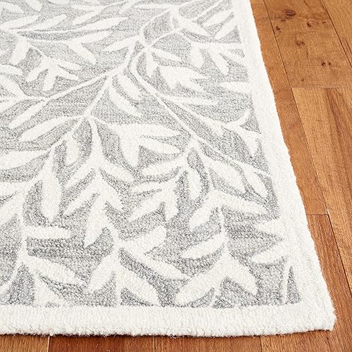 Miniatura 4 de SAFAVIEH Jardin Collection - Alfombra de área de 5 x 8 pies, gris y marfil, lana hecha a mano, ideal para zonas de alto tráfico en sala de estar,