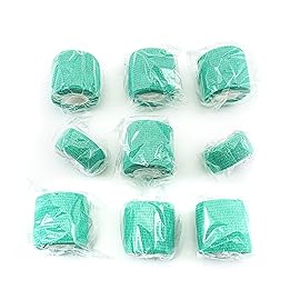 FRESINIDER 9 Rolls Self Adhesive Wrap Athletic Tape Gauze, Breathable Elastic Cohesive Bandage for Sports Injury & Pet (7 Pcs 2 x 5 Yards + 2 Pcs 1 X 5 Yards) (Green)