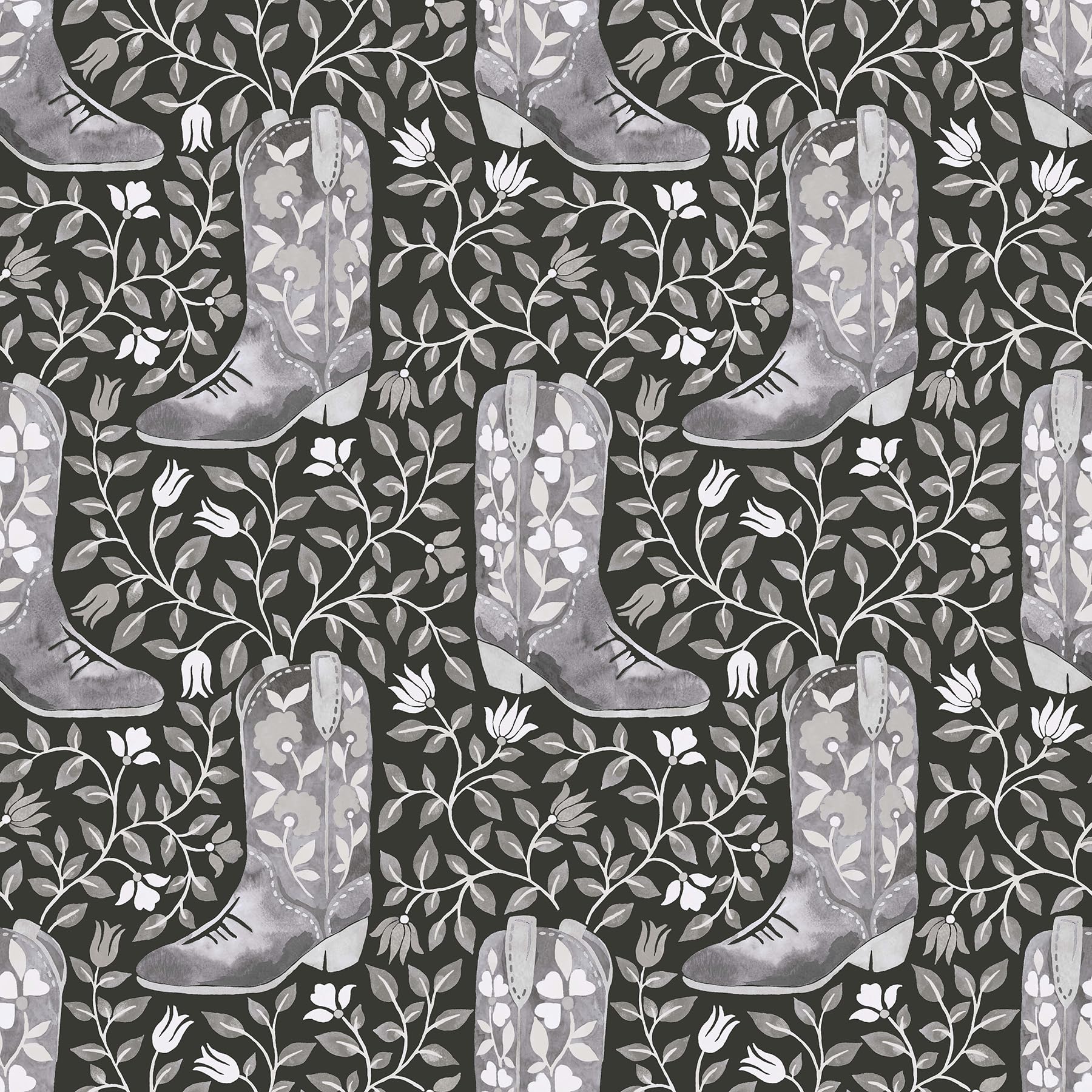 Cowgirl Like Me Black Peel and Stick Wallpaper by RoomMates, RMWS1264