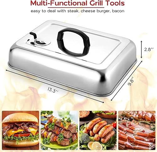 Miniatura 2 de Juego de 2 cubiertas rectangulares de 13 x 9 pulgadas con ventilación de acero inoxidable para plancha