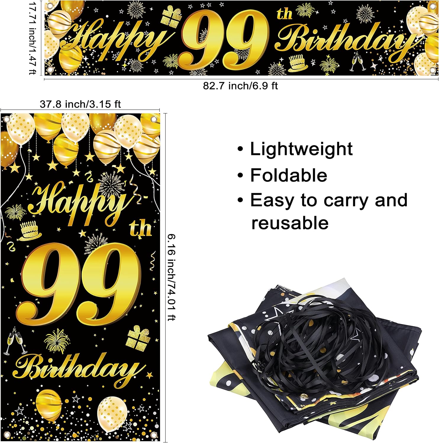 99th Happy Birthday Door Banner IMISI Birthday Decorations Birthday Backdrop Decorations for a Party - Image 3