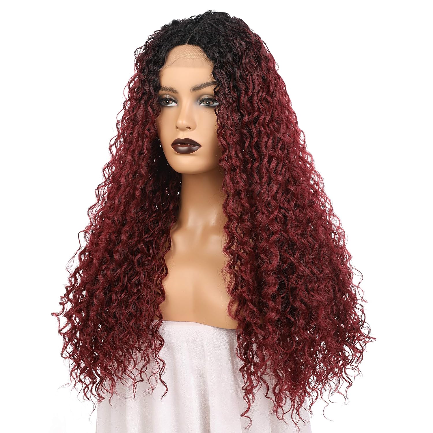 Onedor 23 Inch Premium Japanese High-Temperature Fiber Synthetic Hair Curly Lace Front Wig (1BOT530)