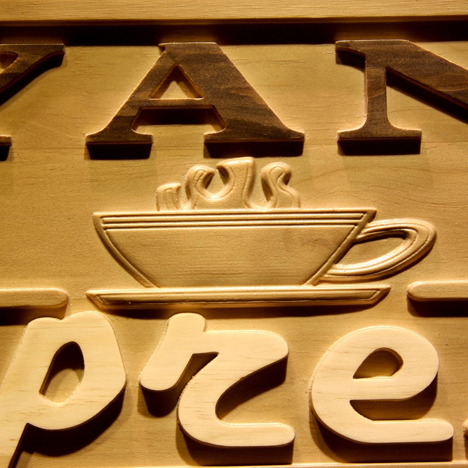 ADVPRO wpa0277 Name Personalized ESPRESSO Coffee Shop Kitchen Housewarming Wood Engraved Wooden Sign - Medium 18.25 x 7.25