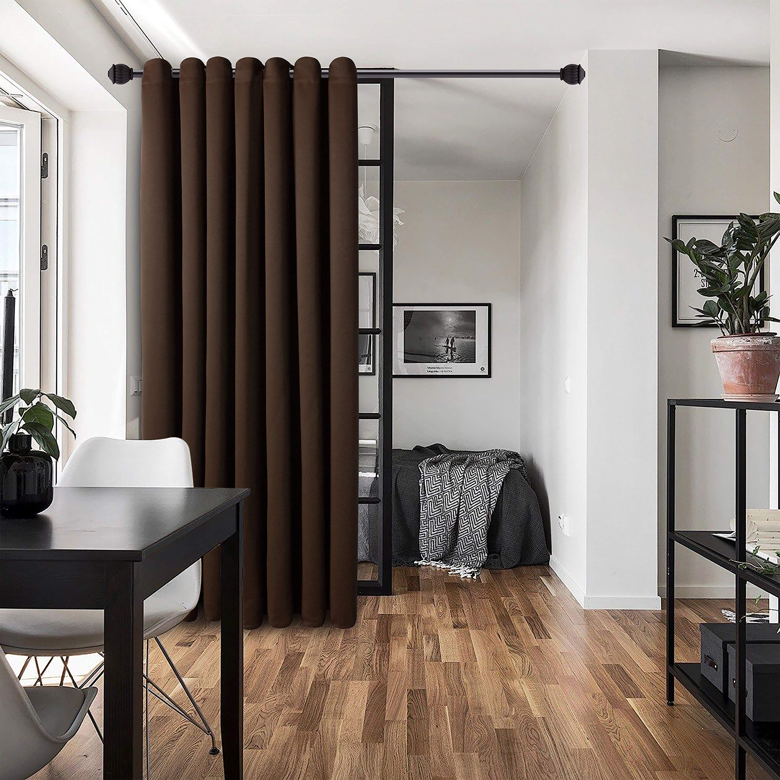 WONTEX Tenda divisoria – Tende oscuranti termiche per camera da letto, soggiorno e ufficio condiviso, tenda con occhielli per porta del patio, 4,6 m di larghezza x 2,7 m di lunghezza, marrone