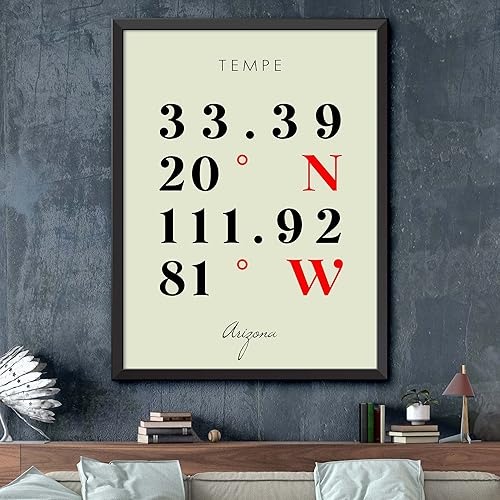 Miniatura 2 de Mapa de Tempe, Arizona, Coordenadas Multilíneas de Colores (16x20)